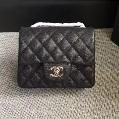 Replica Chanel Classic Flap Mini Bag A1115 in Caviar Leather Black with Silver Hardware CE04069