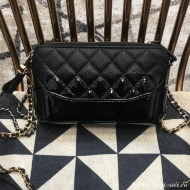Replica Chanel Gabrielle Clutch on Chain/Mini Bag in Grained Leather A94505 Black 2019 Collection CE02412