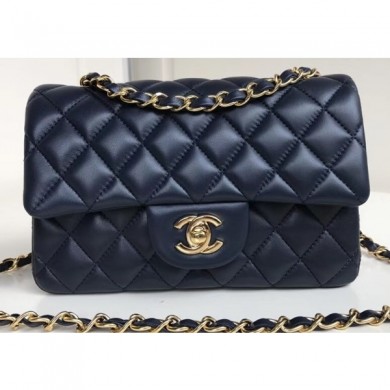Replica Chanel Lambskin Small Classic Flap Bag A1116 Navy Blue CE03814