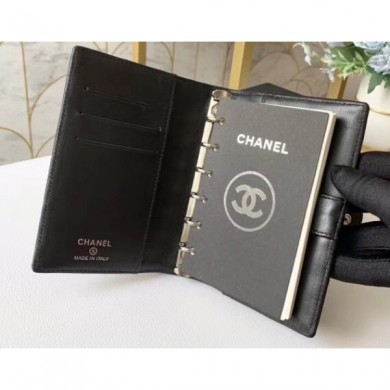 Replica Chanel Quilting Small Notebook Cover A012 Lambskin Black CE02259