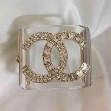 Replica Chanel Resin Crystal CC Cuff Bracelet Gold 2019 Collection CE00862