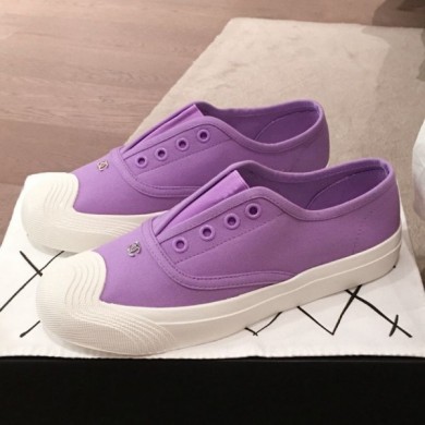 Replica Chanel Vintage Canvas Slip-on Sneakers Purple 2020 Collection CE03906