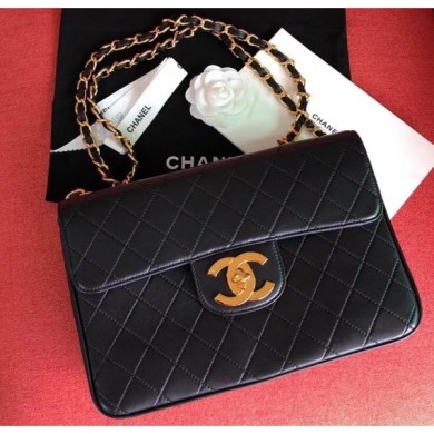 Replica chanel vintage classic flap bag black CE01120