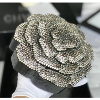 Replica Designer Chanel Resin/Strass Camellia Evening Bag A69841 Silver/Grey 2019 CE03178