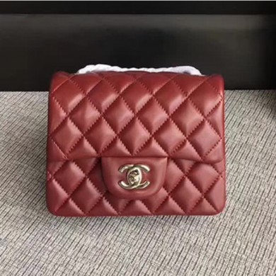 Replica Top Chanel Classic Flap Mini Bag A1115 in Lambskin Leather Burgundy with Silver Hardware CE02344
