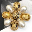 AAA Chanel Beetle Texture Brooch AB1494 Gold/White/Blue 2019 Collection CE02588