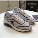 AAA Chanel CC Logo Sequins & Leather Sneakers G35936 White/Black 2020 Collection CE01026