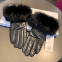 AAA Chanel Lambskin Fox Fur CC Gloves 46 Black 2019 Collection CE01078