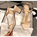 AAA Chanel Satin & Strass Sandals G36122 Beige 2020 Collection CE01654