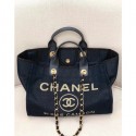 AAA Replica Chanel Deauville Lurex Canvas Large Shopping Bag A93786 Navy Blue/Gold 2019 Collection CE01305