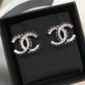 AAA Replica Chanel Double Square Crystal CC Earrings Crystal White/Dark Blue 2019 Collection CE02996