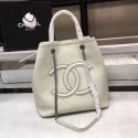 Best Chanel Calfskin & silver-Tone Metal 80761 white CE02454