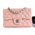 Best Chanel Caviar Leather Small Classic Flap Bag A1116 Light Pink/Silver CE01547