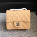 Best Chanel Classic Flap Mini Bag A1115 in Caviar Leather Apricot with Silver Hardware CE02523