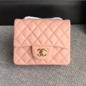 Best Chanel Classic Flap Mini Bag A1115 in Lambskin Leather Pink with Golden Hardware CE02608