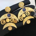 Best Chanel Metal Moon Short Earrings AB1599 Gold/Blue 2019 Collection CE02990
