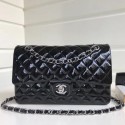 Best Chanel Patent Calfskin Medium Classic Flap Bag A1112 Black(Silver Hardware) Collection CE01023