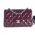 Best Chanel Patent Leather Small Classic Flap Bag A1116 Burgundy/Silver CE01842