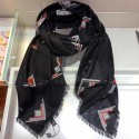 Best Chanel Print Cashmere Scarf 130x130cm Black 2019 Scarf CE00715