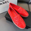 Best Chanel Quilted Calfskin Flat Espadrilles G29762 Bright Red 2020 Collection CE02795