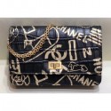 Best Chanel Reissue 2.55 Crocodile Embossed Printed Leather Wallet on Chain WOC Bag A70328 Black 2019 CE01372