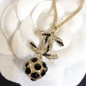 Best Imitation Chanel Pendant Necklace AB1350 Gold/Pearly White/Black/Crystal 2019 Collection CE04133