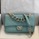 Best Quality Chanel Quilted Lambskin Medium Flap Bag with Resin Chain AS1353 Light Blue 2019 Collection CE03734