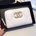 Best Quality Replica Chanel 19 Goatskin Zipped Coin Purse AP0949 White 2019 Collection CE03531