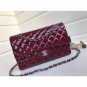 Best Quality Replica Chanel Patent Calfskin Medium Classic Flap Bag A1112 Burgundy（Silver Hardware） Collection CE00614