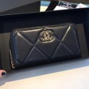 Chanel 19 Goatskin Long Zipped Wallet AP1063 Black 2019 Collection CE01355