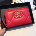Chanel 19 Goatskin Zipped Coin Purse AP0949 Cerise Red 2019 Collection CE03642