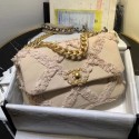 Chanel 19 Medium Maxi-Quilted Fringe Canvas Flap Bag AS1160 Beige 2020 Collection CE04155