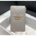 Chanel 19 Phone and Card Holder in Lambskin AP1182 Grey 2020 Collection CE04336
