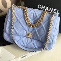 Chanel 19 Quilted Jersey Maxi Flap Bag AS1162 Blue 2019 Collection CE01271