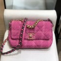Chanel 19 Wool Tweed Flap Bag AS1160 Pink 2019 Collection CE04242