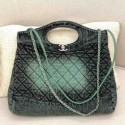 Chanel 31 Denim Medium Shopping Bag AS1407 Green/Black 2020 Collection CE04255