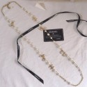 Chanel 5 Heart and Star Long Necklace AB2367 Gold/Pearly White/Crystal 2019 Collection CE03629
