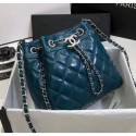 Chanel Aged Calfskin Drawstring Bag With Chain Edge AS1803 Blue 2020 Collection CE00718