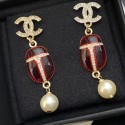Chanel Beetle Pearl Earrings Red 2019 Collection CE03461