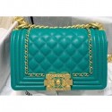Chanel Boy Flap Small Bag with Chain Trim Turquoise Green Cruise 2020 CE02486