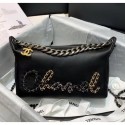 Chanel Calfskin & Chain Logo Bowling Shoulder Bag Black 2020 Collection CE00738