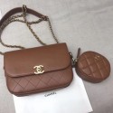 Chanel Calfskin Flap Bag and Coin Purse AS1094 02 Brown 2019 Collection CE03389