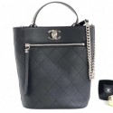 Chanel Calfskin Front Zip Large Bucket Bag AS0578 Black 2019 CE02665