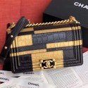 Chanel Calfskin Medium Boy Flap Bag A67085 Gold/Black 2019 Collection CE03889