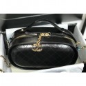 Chanel Calfskin Quilted Color Patchwork Oval Tote Bag Black 2019 CE02103