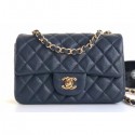 Chanel Caviar Leather Small Classic Flap Bag A1116 Navy Blue/Gold CE04366