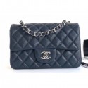 Chanel Caviar Leather Small Classic Flap Bag A1116 Navy Blue/Silver CE03262