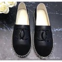 Chanel CC Logo Lambskin and Suede Calfskin Espadrilles Black 2019 CE02626