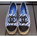 Chanel CC Logo Tweed Fabric Espadrilles Blue 2019 CE03075