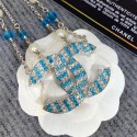 Chanel CC Pendant Necklace Blue/Crystal White 2019 Collection CE02856